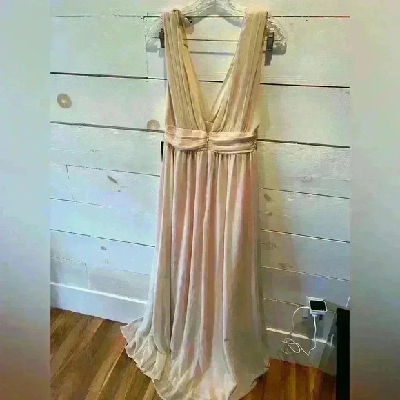 Lulu’s Heavenly Hues maxi dress small, champagne, wedding guest bridal NWT - Picture 5 of 9